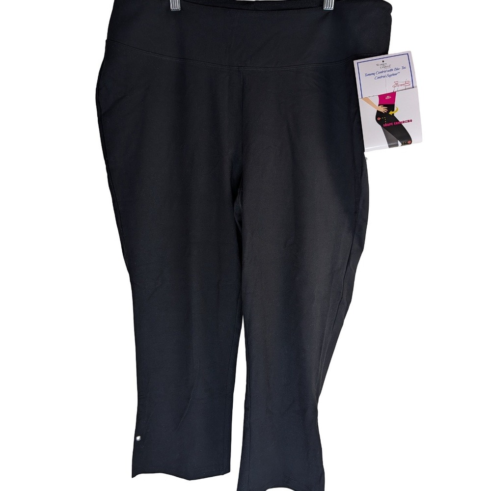 Women with Control Straight Leg Ankle Pants Womens 1XP Black Tummy Control New